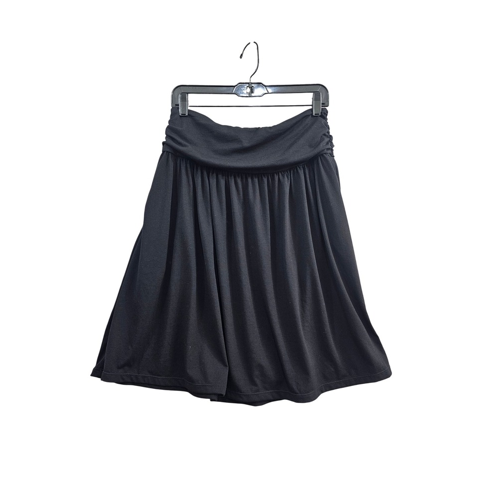 Halara Mini Skirt Womens L Black Foldover Waist Pockets Stretchy Athleisure